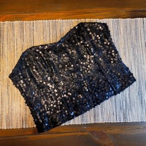 Forever 21 Black Strapless back-zip Sequin top